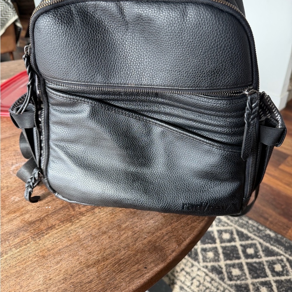 Elegant Black Leather Baby Bag